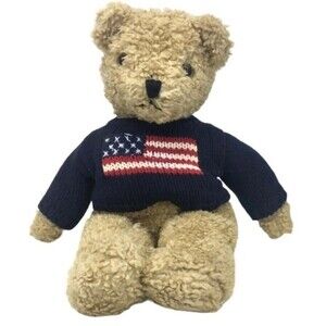 Ty 1990 The Limited teddy bear with flag sweater